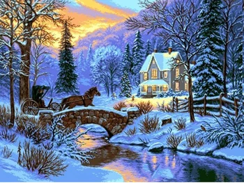 

Snowing style Embroidery Counted Cross Stitch Kits Needlework - Crafts 14 ct DMC Color DIY Arts A5198