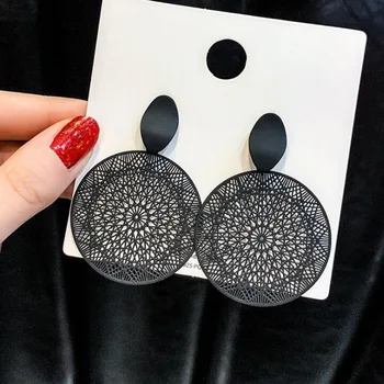 

Black Earrings Bohemian Openwork Pattern Earrings For Women Big Statement Earrings Bridal Party Jewelry