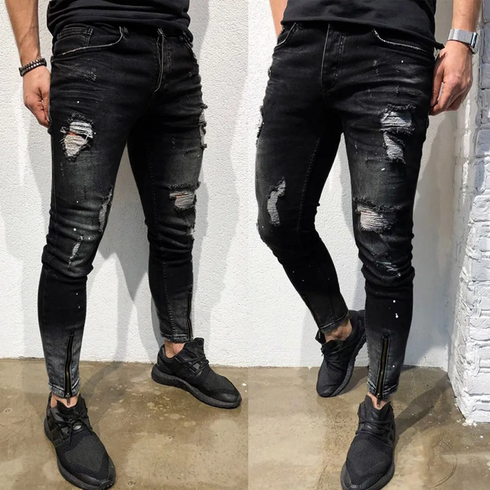 Jeans Men джинсы Fashion Skinny Stretch Hole Denim Pants Distressed Ripped Freyed Slim Fit Jeans Trousers Long Pants Free Ship Jeans Men джинсы Fashion Skinny Stretch Hole Denim Pants Distressed Ripped Freyed Slim Fit Jeans Trousers Long Pants Free Ship
