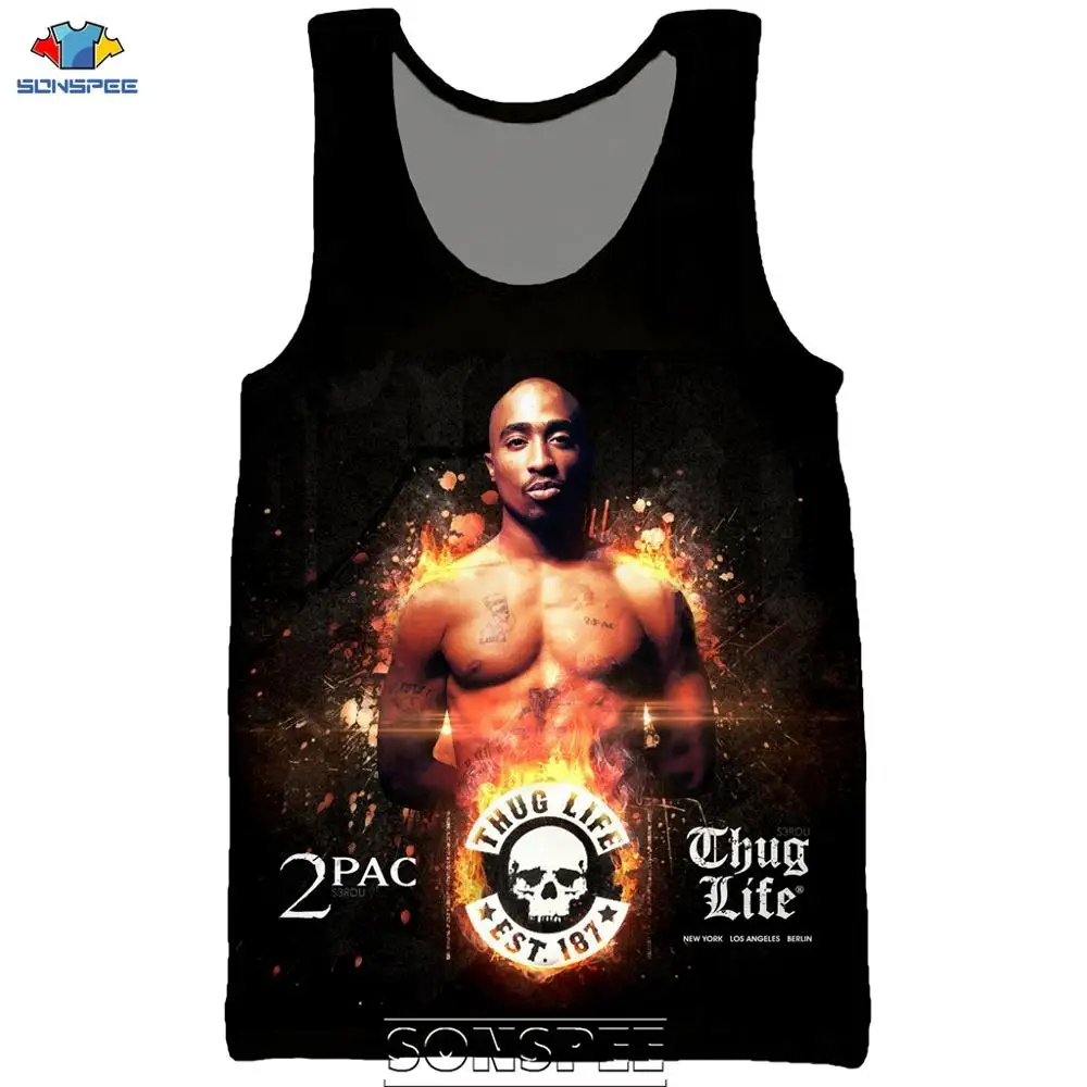 Мужская футболка SONSPEE хип хоп Тупак рэп 3D принт повседневная одежда 2Pac фитнес