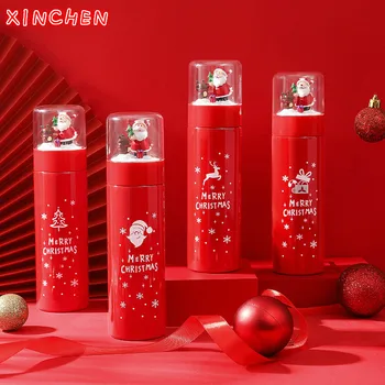 

XINCHEN 2020 4 Colors Christmas Gift Cute Elk Cartoon Water Cup Festive Creative 304 Stainless Steel Vacuum Flask