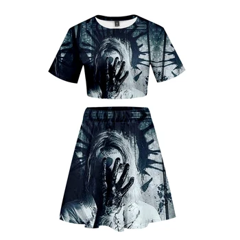 

Ghostemane 3D Printed Women Two Piece Set Fashion Summer Short Sleeve Crop Top+Skirt 2019 Hot Sale Streetwear Clothes