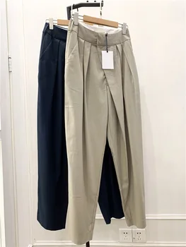 

Women High Waist OL Pants Loose Straight Drape Office Wear Female Suit Trousers With Pockets 2020 New