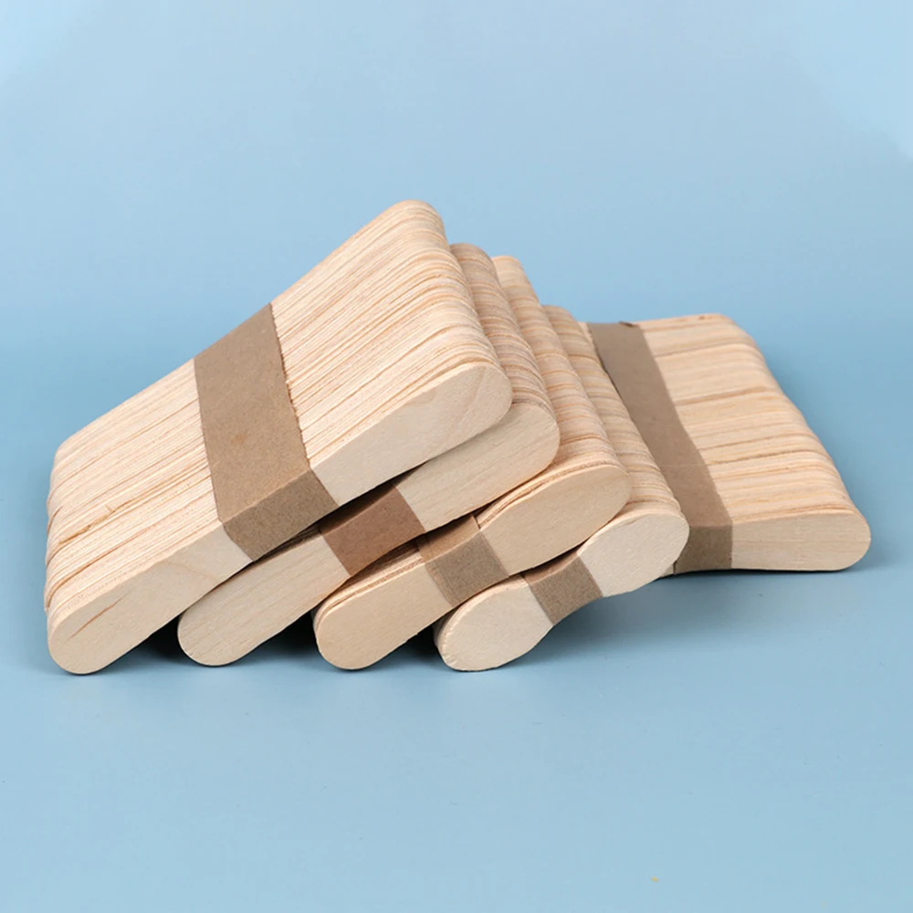 50/100pcs Natural Wood Ice Cream Sticks Food Grade Flat Pudding Cake Tasting Sampling Stix Handy Art Crafts Cakesicle Stick ice cream sticks