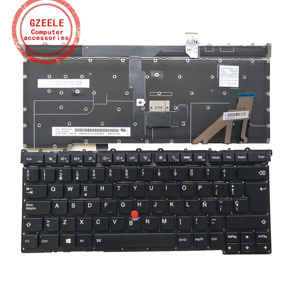 SP испанская клавиатура для ноутбука Lenovo IBM X1 Carbon Gen 3 3rd 2015 с подсветкой 64700-2EA SN8341BL |