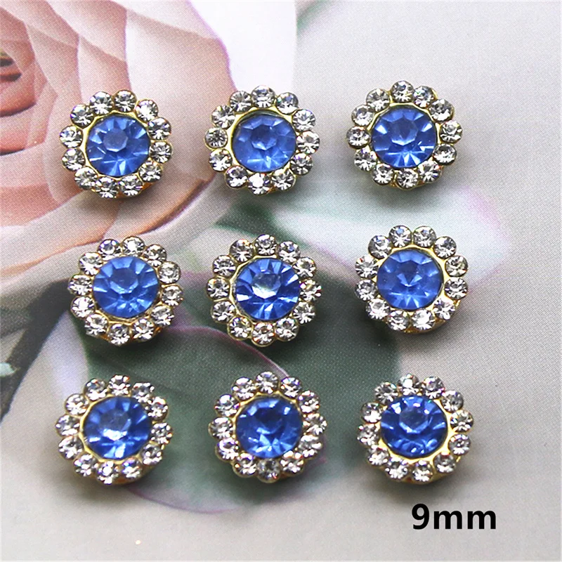 Sun Flower Claw Rhinestones Mix Color Flatback Sewing Gold Base