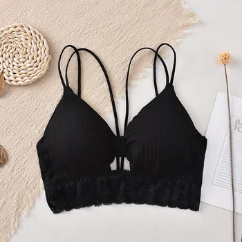 

Women's Candy Color Lace Sexy Lingerie Sports Underwear Wild Bottoming Solid Color Cottom Tank Tops