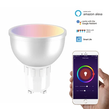 

GU10 WiFi Smart LED Bulbs RGBW Warm Light 5W Dimmable Lamps Smart Remote Control Work with Alexa Google Home IFTTT Smart Home