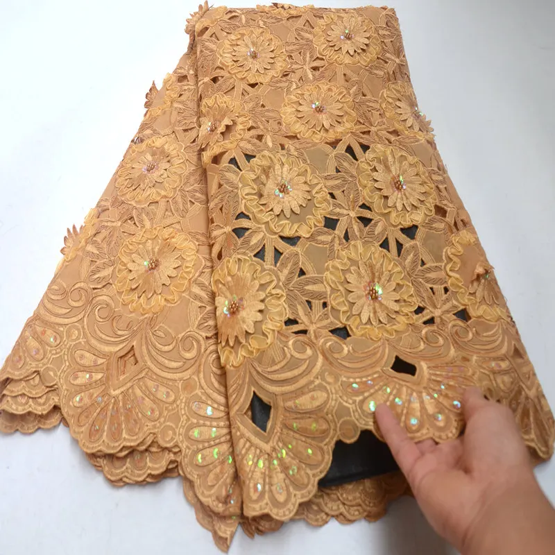 

African Organza Lace Fabric 2019 High Quality Nigerian French Lace Fabric with Allover Appliques beads sequins For Dress DG348