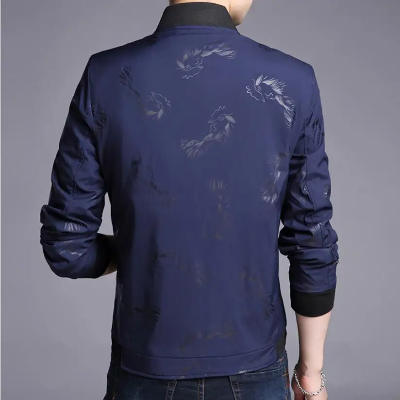 90% OFF 2019 Spring men slim fit Jacket Floral Printed Cotton Zipper Casual Stand Collar Jackets Male Long Sleeve windbreaker Coat
