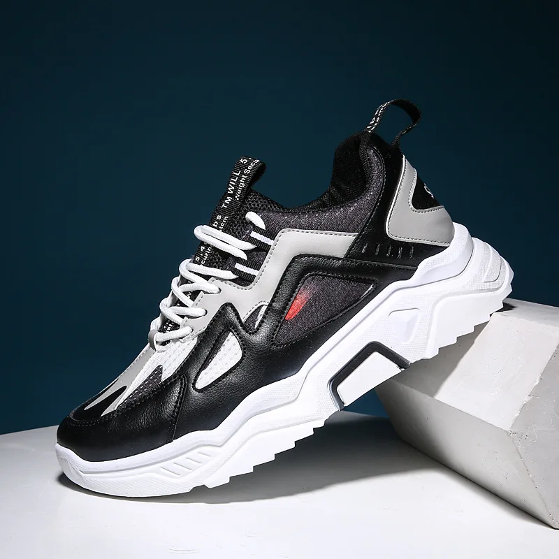 

Trend Sports Daddy Shoes Men's Casual Thick Bottomed Extra High Running Shoes Mesh tou qi ban Shoes