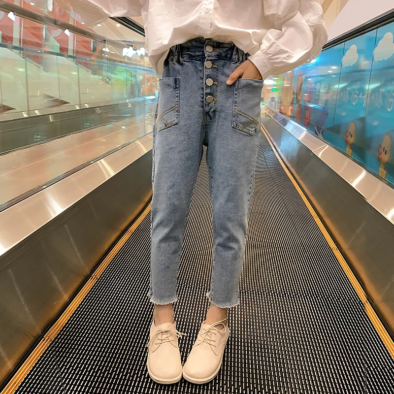 2021 New Autumn Girls Solid Jeans 