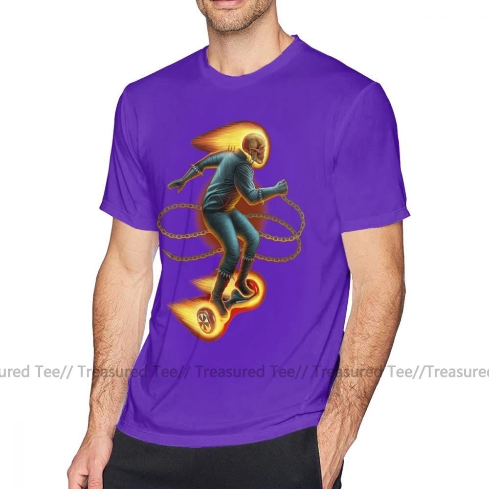 Футболка Ghost Rider, футболка Ghost Rider On A Hoverboard, забавная Футболка с принтом, летняя футболка с коротким рукавом, 100 хлопок, 4xl, Мужская футболка - Цвет: Purple