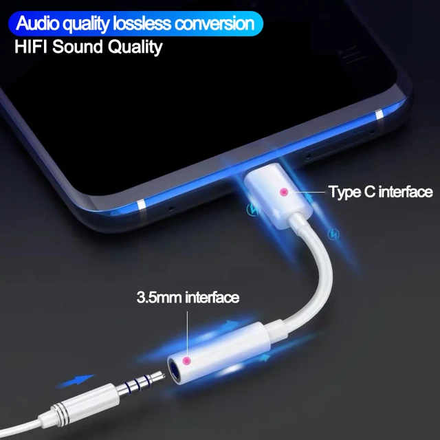 Type C to 3.5mm Jack Earphone Audio Adapter Aux Cable 6