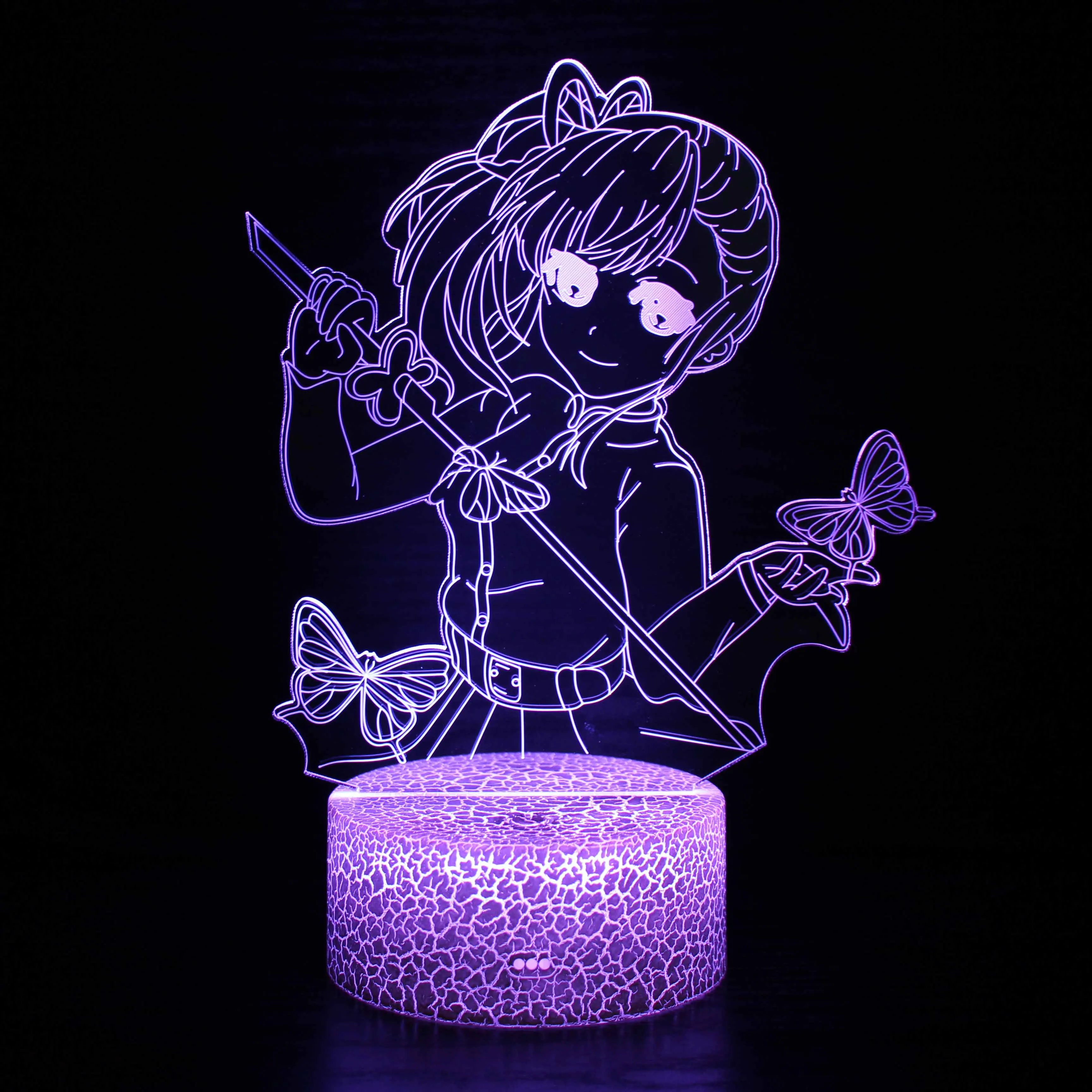 Acrylic Led Night Light Anime Demon Slayer Agatsuma Zenitsu Figure for Kids Child Bedroom Decor Cool Kimetsu No Yaiba Lamp Gift star night light Night Lights