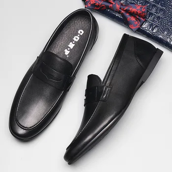 

Men's Casual Single Shoes Men's Shoes Zapatos Cow Leather Pointed Toe Genuine Leather Comfortable Oxfords Shang Wu Kuan Leather