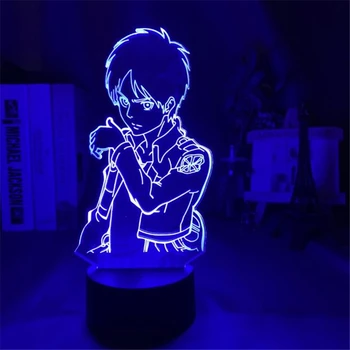 

Attack on Titan 3D Visual Lamp Eren Yeager Figure LED Acrylic Table Lamp Anime Cartoon Kids Night Light For Room Decoration Gift