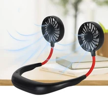 Небольшой шейный портативный мини-вентилятор с двойным вентилятором USB Перезаряжаемый