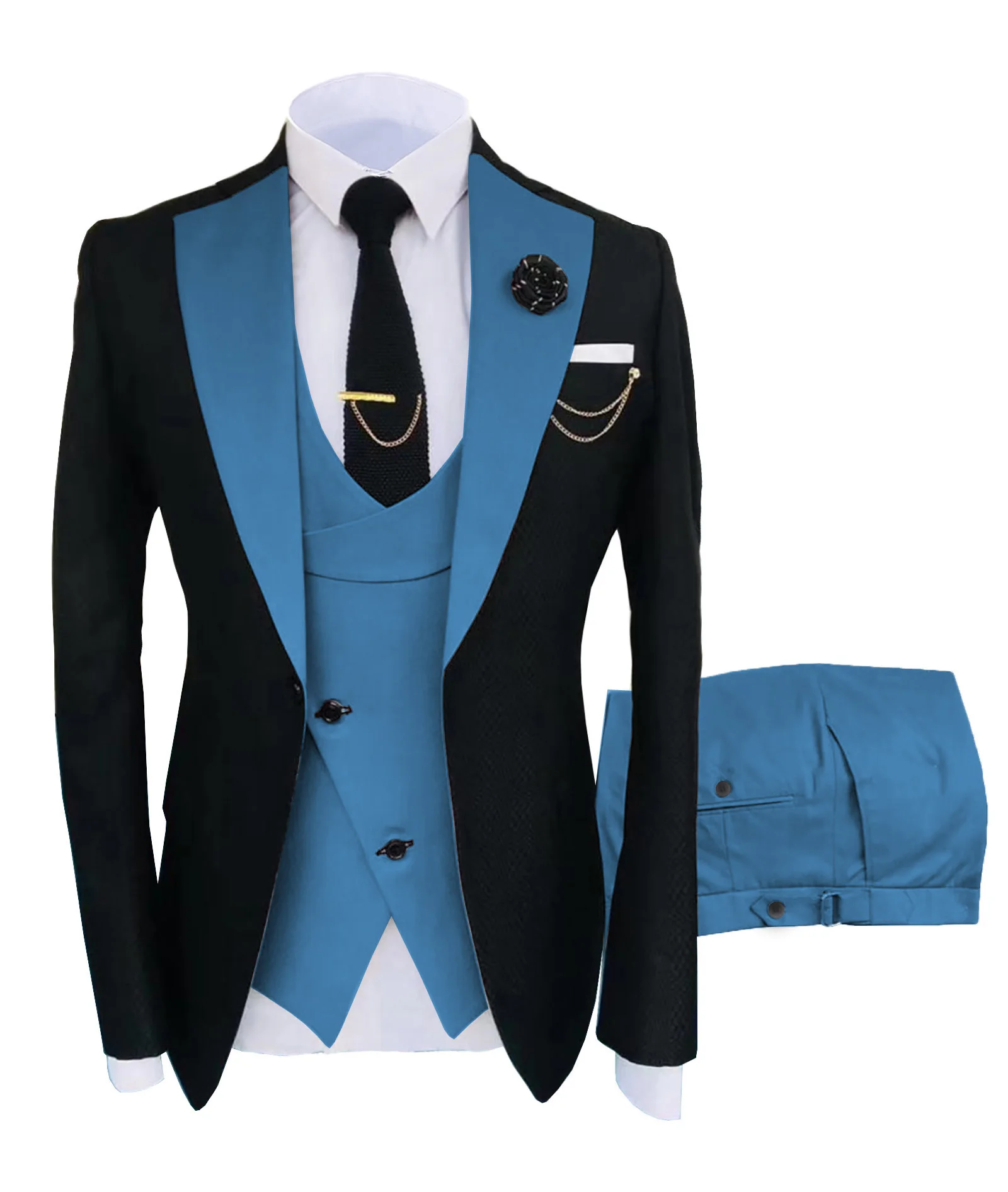 Men's Suit Costume Homme Popular Clothing Luxury Party Stage Groomsmen Regular Fit Tuxedo 3 Peice Set Jacket+Trousers+Vest