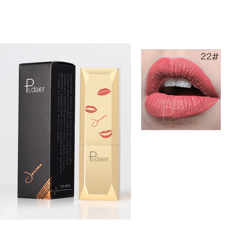Matte Lipstick Waterproof Lip Makeup 26Colors Long Lasting Moisturizer Lip Tint Pigment Matte Batom Makeup Lipstick Cosmetics - Цвет: 22