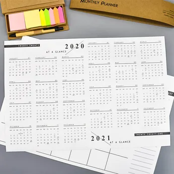 

1 Set 2020 Calendar A3 Simple Planning Schedule Note Paper Weekly Plan Agenda Work Study Memo Office School Supply