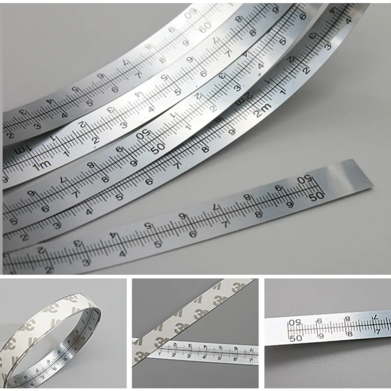 reglas de metal flexibles para carpintería legible en ambas direcciones Regla adhesiva métrica trabajo de metal cinta métrica de acero inoxidable autoadhesiva 
