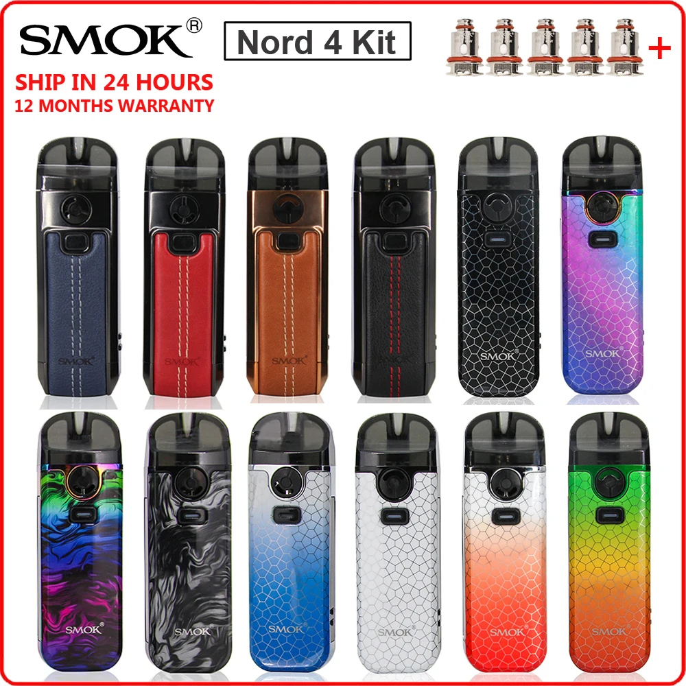 Mejor vendedor  Original humo Nord Kit 80W Vape cigarrillo electrónico de la Batería 2000mAh 4,5 ml cápsulas cartucho Vape pluma RPM 2 de malla de bobina vaporizador OLZlrNVD