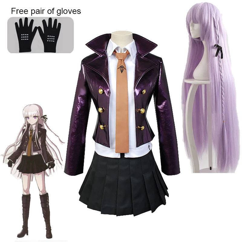 Kirigiri Kyouko Cosplay Costume Danganronpa 3 Woman's Uniform Full Set Kyouko Kirigiri Cosplay Wig Purple Long Straight Hair0 (1)