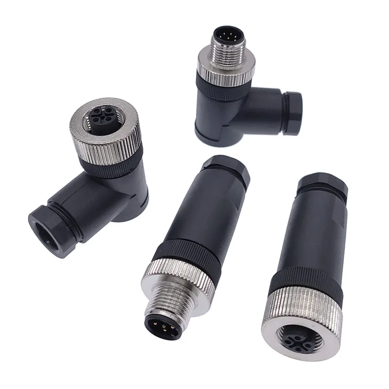 Sensor connector M12 waterproof male&female straight&angle screw threaded plug coupling 4 5 8 Pin A type