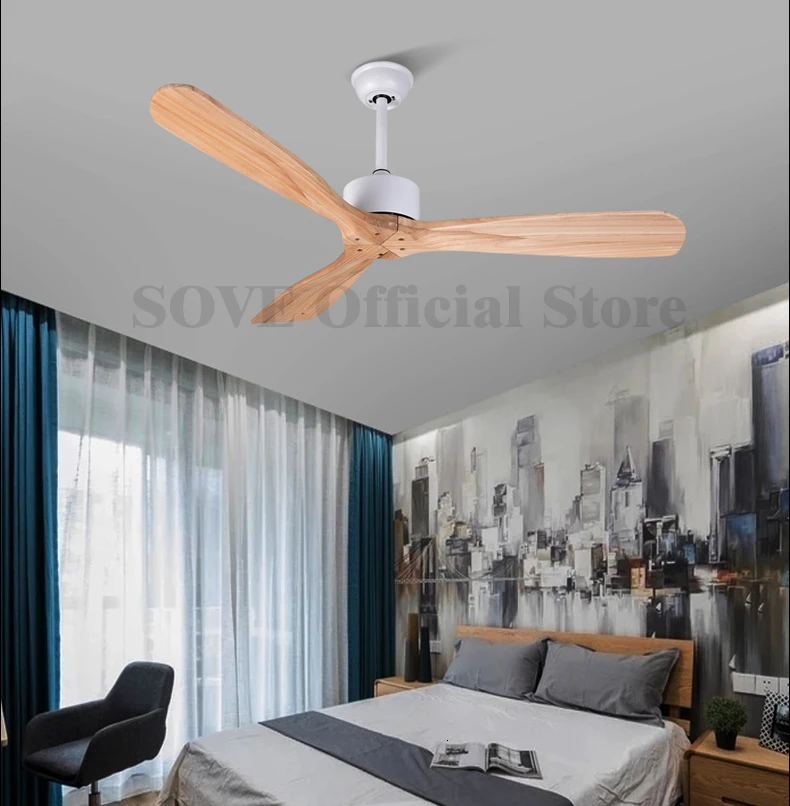 42 Inch Industrial Vintage Ceiling Fan Without Light Wooden Ceiling Fans With Remote Control Simple Home Fining Room Loft Fan