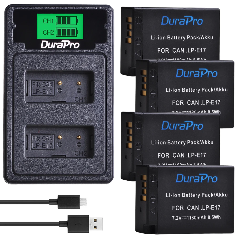 Аккумулятор DuraPro 4x1180 мА · ч для фотоаппарата EOS Rebel T6i 750D T6s 760D M3 8000D Kiss X8i|Цифровые