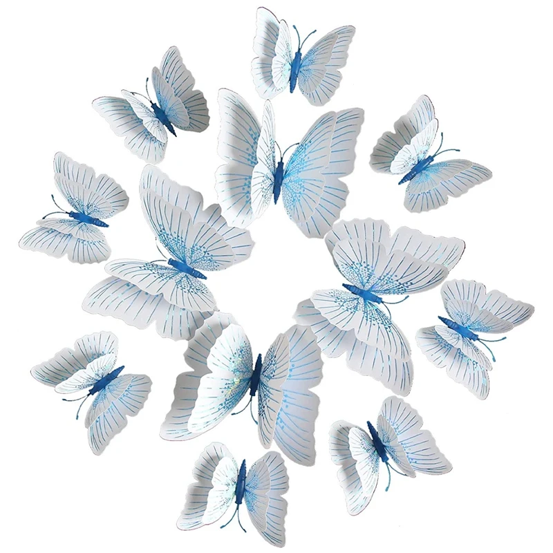 12 Pièces Double Couches 3D Ailes Papillons Décoration Gaocheng Stickers Muraux De Papillons 