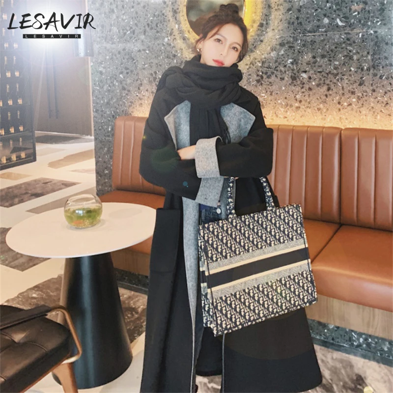 

Black Hepburn Style Woolen Coat Women's Mid-length 2020 Winter New Loose And Thin Temperament Woolen Coat Thick