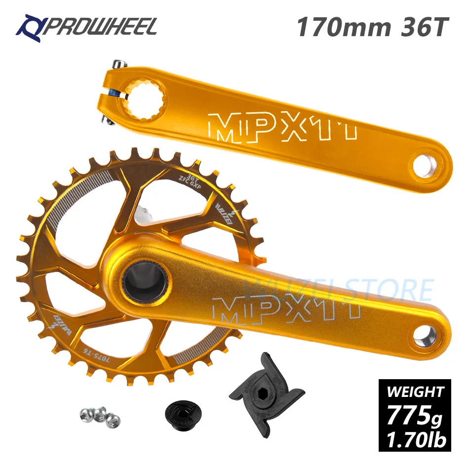 PROWHEEL MPX11 Кривошип горного велосипеда цепное колесо 170/175 мм/30/32/34/36/38 T звезды MTB велосипед диаметра окружности болтов для SRAM GXP XX1 X9 модными принтами XO X01 - Цвет: 170mm Yellow 36T