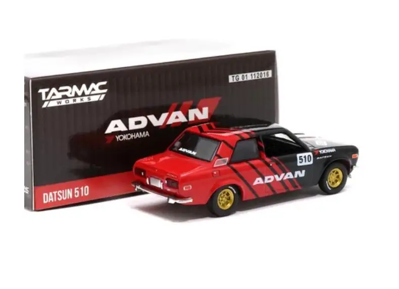 Зеленый свет x Tarmac работает 1/64 Datsun 510 ADVAN литой модельный автомобиль