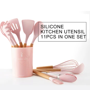 

New Cooking Tool Sets Kitchen Utensils Set Silicone Non-Stick Barreled Cooking Utensils Set Kitchen Accessories