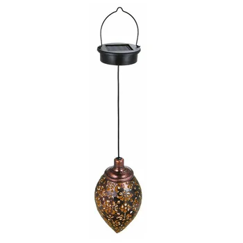 

For Patio Home Decor Multifunction Hanging Courtyard Solar Lantern Light Water Drop Shaped Iron Art Lawn Yard Outdoor Garden