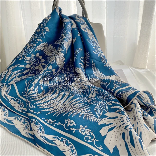 paisley print natural mulberry silk scarf,hand rolled 100 silk