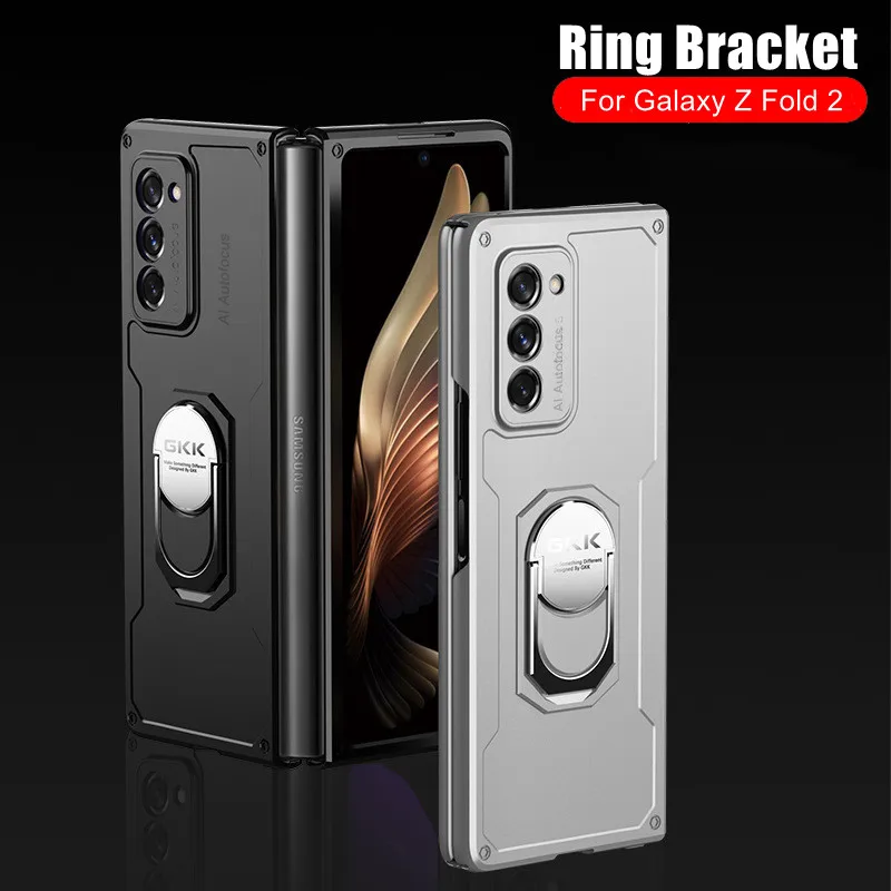 Luxury Armor Shockproof Ring Holder Case For Samsung galaxy Z Fold 2 Case Hard PC Protective Cover For Galaxy Fold 1