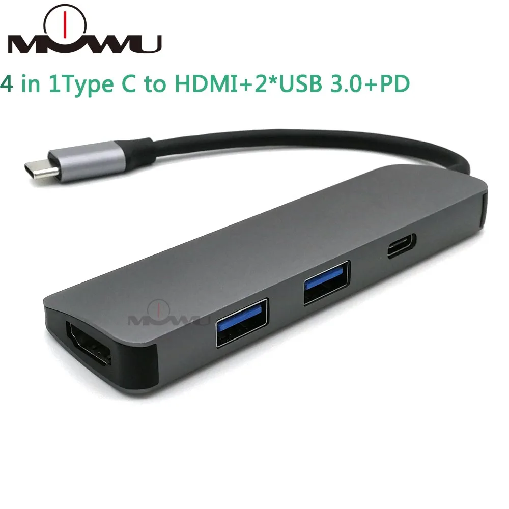 4 в 1 Thunderbolt 3 USB-C к HDMI адаптер 2x USB3.0 type-C PD концентратор для samsung Dex