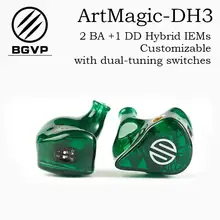 BGVP HIFI Earphone ArtMagic DH3 2 Balanced Armatures 1 Dynamic Driver 2BA+DD Customizable In Ear Monitors MMCX Interface Earbuds