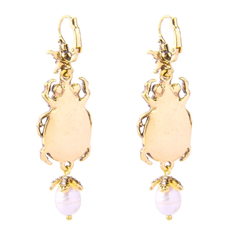 Natural Abalone Shell Earrings Freshwater Pearl Beetle Drop Earrings For Women