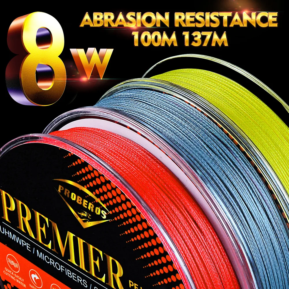 

Pro beros 8 Series 100 M Dyneema PE Fishing Line 5-Color PE Line 3.0 #-13 # Weaving PE Fishing Line