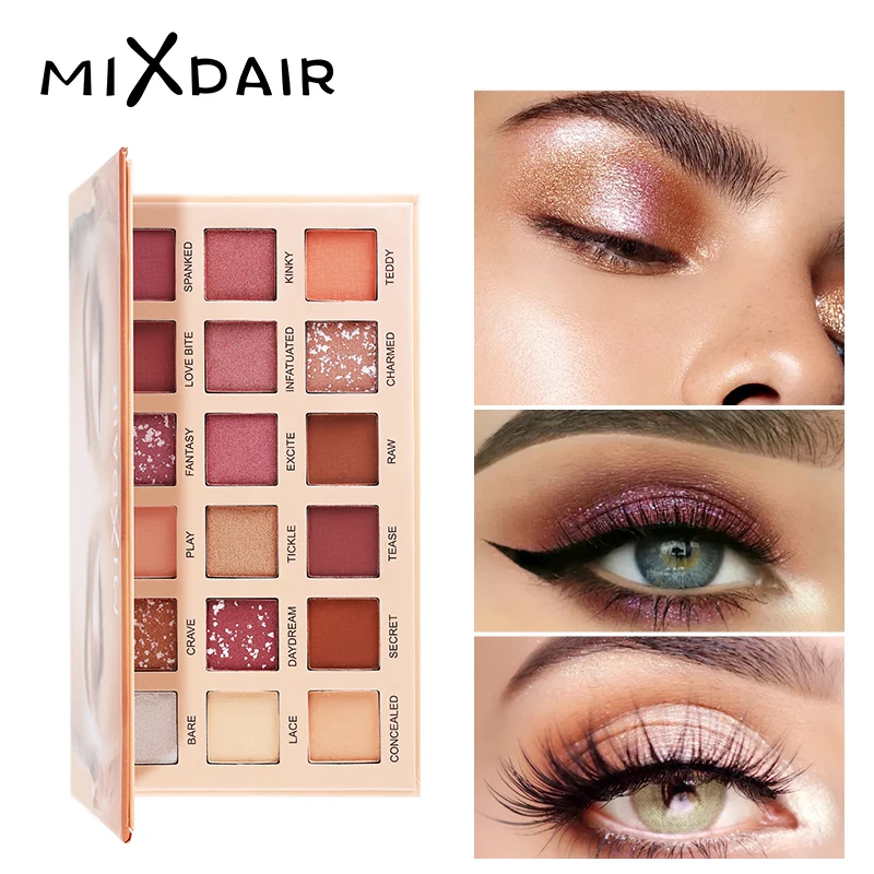 

MIXDAIR Matte Eyeshadow 18 Colors Shimmer Glitter Eyeshadow Palette Powder Waterproof Long Lasting Eye Shadow Eye Cosmetic