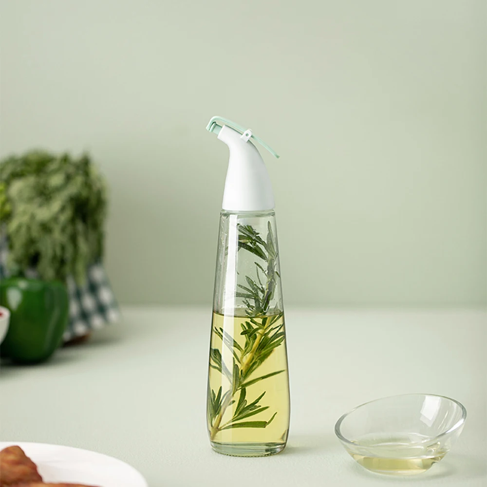 Oil Pot Glass Transparent Seasoning Bottle Sealed Silicone Oil-Proof Vinegar Soy Sauce Set Of 2 |
