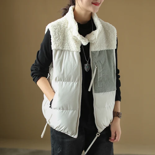Vest women Кашемировый жилет со стоячим воротником для женщин, хлопковый теплый толстый женский зимний хлопковый жилет без рукавов, Женский Универсальный жилет на молнии Z3 - Цвет: Vest women