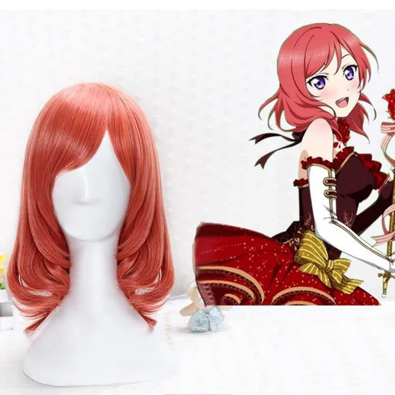 LoveLive! Love Live Maki Nishikino короткий красный термостойкий косплей костюм парик + трек