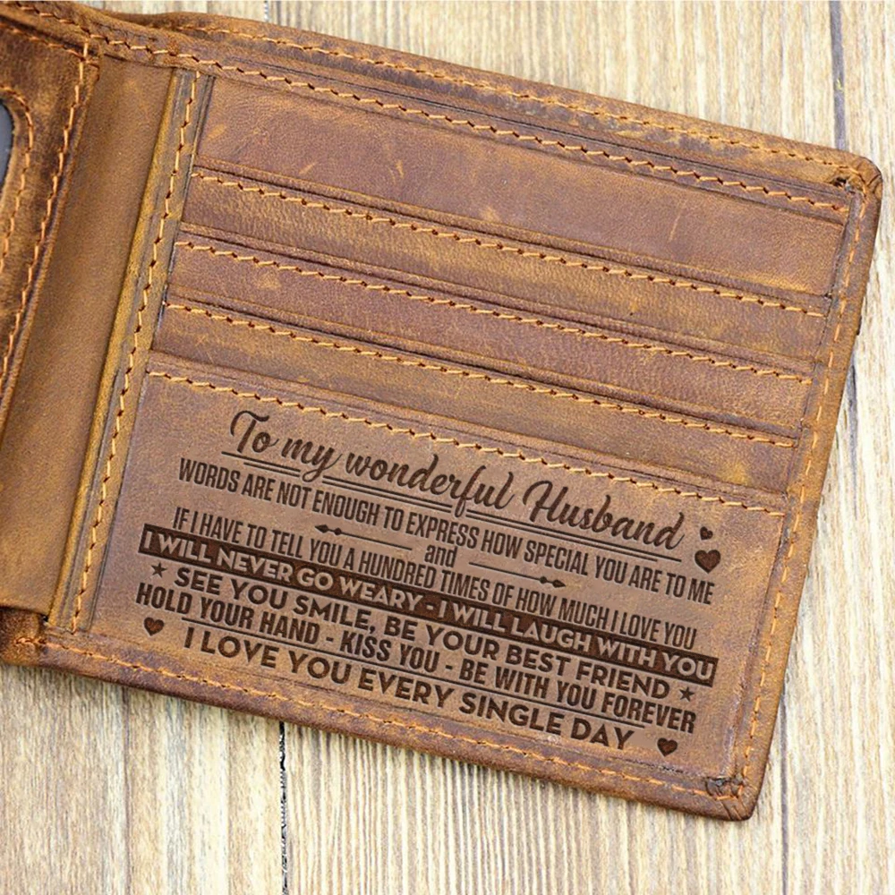 "TO MY Husband"-кожаный кошелек под заказ, выгравированные кошельки подарки для мужчин на день рождения, День Святого Валентина, Рождество Прямая поставка - Цвет: B12