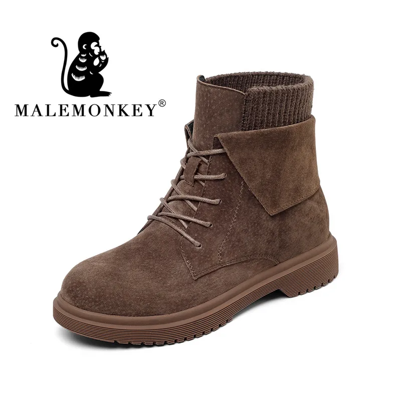 MALEMONKEY/Роскошные брендовые дизайнерские туфли; Новинка года; модная женская обувь; ботильоны martin из натуральной кожи; зимняя женская обувь
