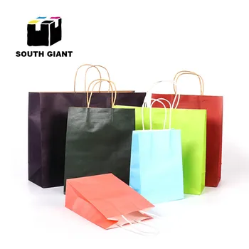 

Recyclable Kraft Paper Bags With Handles for Shopping Gift Food Grade White Brown Pink Black Color Custom Accept